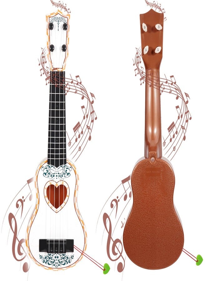 Raimy 17in Ukulele Guitar for Kids - 4 String Mini Learning Instruments Educational Musical Toy for Beginner Toddler Gifts for Age 3 4 5 6 7 8 9 Years Boys Girls Baby Children (White) - Image 1